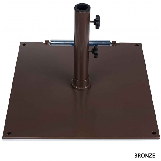 24 in. Square Steel Plate Umbrella Base with Wheels - Matte Bronze