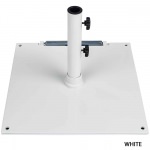 24 in. Square Steel Plate Umbrella Base with Wheels - Matte White