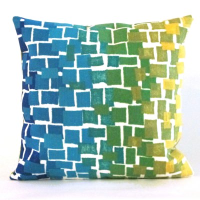 Ombre Tile Cool Outdoor Pillow