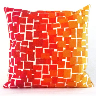 Ombre Tile Warm Outdoor Pillow