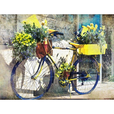 Blue and Yellow Bike Outdoor Wall Art