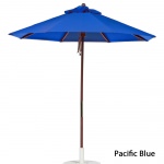 7.5 Ft. Pulley Lift Indonesian Hardwood Market Umbrella - Pacific Blue