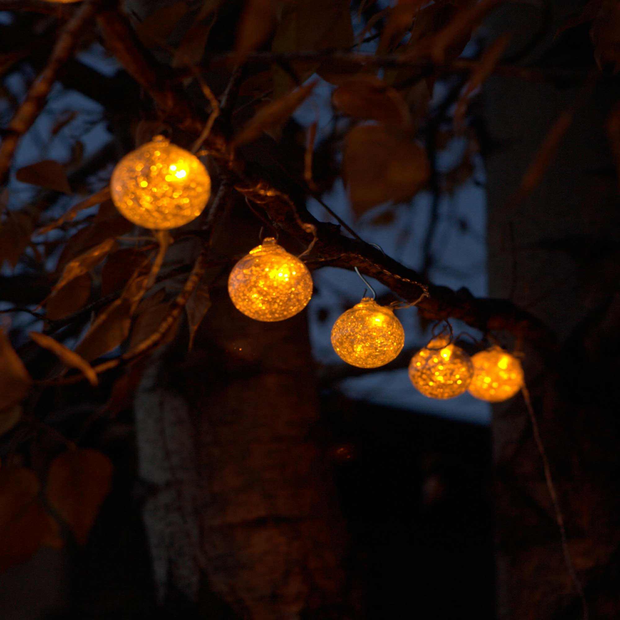 Aurora Glow Clear Glass Solar String Lights with Amber LEDAllsop