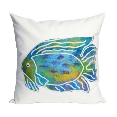 Batik Fish Aqua Outdoor Pillow
