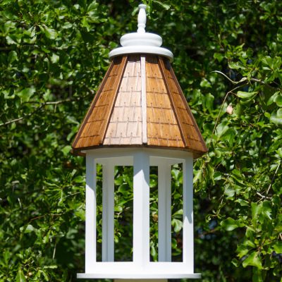 14''L x 14''W x 26''H Gazebo Style Wood Bird Feeder With Columns, White