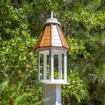 14''L x 14''W x 26''H Gazebo Style Wood Bird Feeder With Columns, White