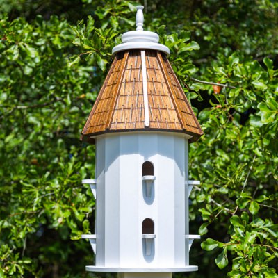 14''L x 14''W x 26''H Gazebo Style Two-Tiered Wood Bird House, White