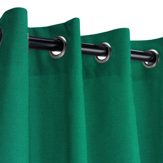 Sunbrella Canvas Forest Green Outdoor Curtain with Old Copper Grommets 50 in. x 84 in.