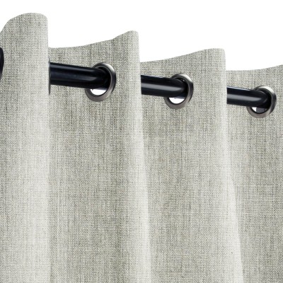 Sunbrella Canvas Granite Outdoor Curtain with Light Gunmetal Grommets 50 in. x 120 in.