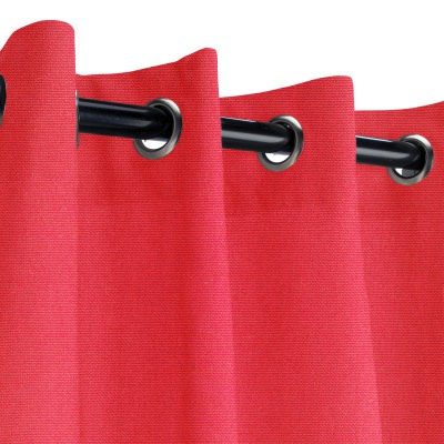 Sunbrella Canvas Logo Red Outdoor Curtain with Grommets