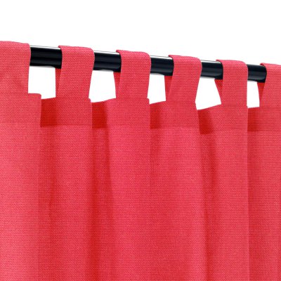 Sunbrella Canvas Logo Red Outdoor Curtain Custom Length with Tabs