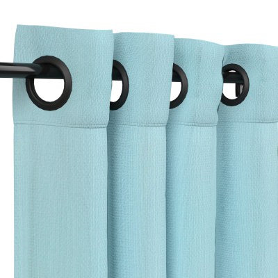 Sunbrella Canvas Mineral Blue Outdoor Curtain with Grommets