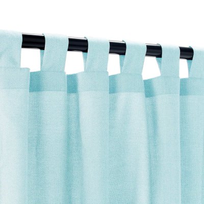 Sunbrella Canvas Mineral Blue Outdoor Curtain Custom Length with Tabs
