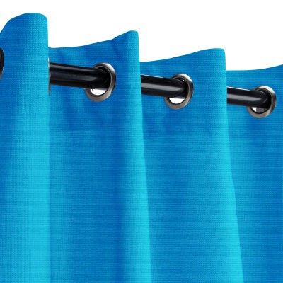Sunbrella Canvas Pacific Blue Outdoor Curtain with Grommets