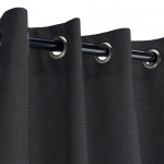 Sunbrella Canvas Raven Black Outdoor Curtain with Grommets