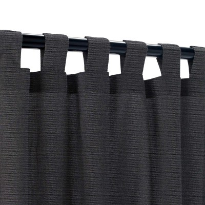 Sunbrella Canvas Raven Black Outdoor Curtain Custom Length with Tabs