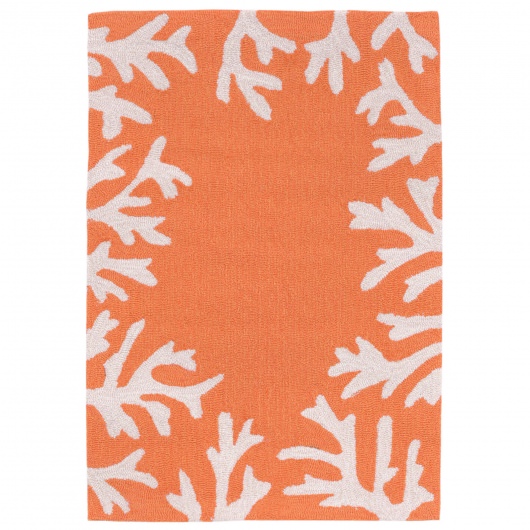 Capri Coral Border Coral Outdoor Rug