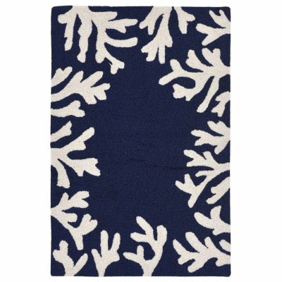 Capri Coral Border Indoor/Outdoor Rug - Navy
