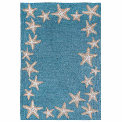 Capri Starfish Border Indoor/Outdoor Rug - Aqua