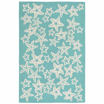 Capri Starfish Indoor/Outdoor Rug - Aqua