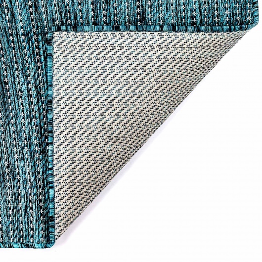 Carmel Texture Stripe Indoor/Outdoor Rug Teal Liora Manne by