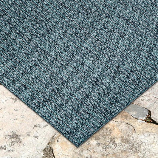 Carmel Texture Stripe Indoor/Outdoor Rug Teal Liora Manne by
