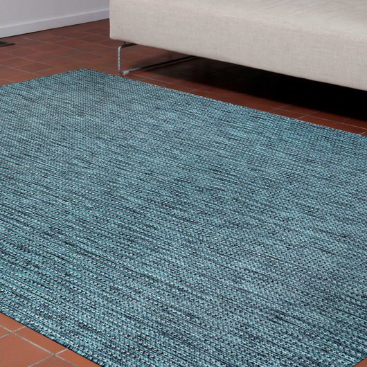 Carmel Texture Stripe Indoor/Outdoor Rug Teal Liora Manne by