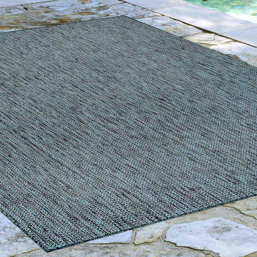 Carmel Texture Stripe Indoor/Outdoor Rug Teal Liora Manne by