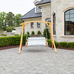 Curved Oak Double Deluxe Bella Dura Cushion Swing - Atoll Royalty