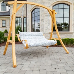 Curved Oak Double Deluxe Bella Dura Cushion Swing - Atoll Royalty