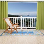 Polyester Outdoor Curtain with Grommets - Green
