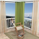 Polyester Outdoor Curtain with Grommets - Green