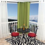 Polyester Outdoor Curtain with Grommets - Green