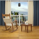 Stripe Blue Polyester Grommeted Outdoor Curtain (50 x 84)