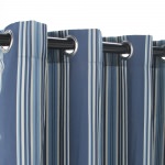 Stripe Blue Polyester Grommeted Outdoor Curtain (50 x 84)