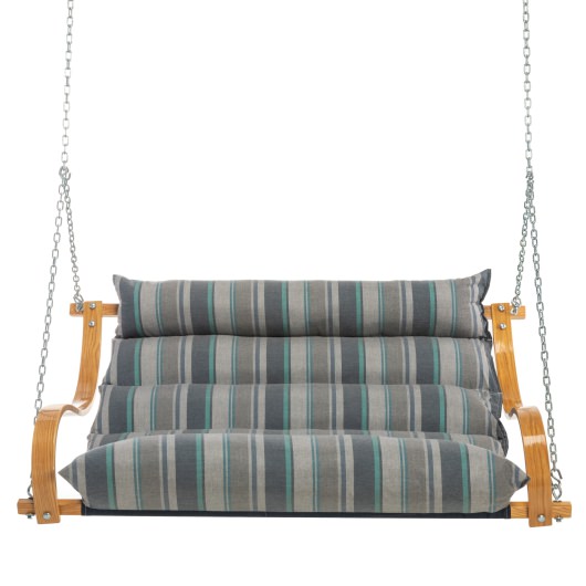 Curved Oak Double Deluxe Sunbrella Cushion Swing