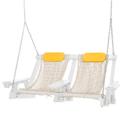 Coastal White Double Rope Swing With Two Free Head Pillows