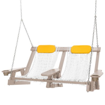 Coastal Weatherwood Double Rope Swing With Two Free Head Pillows