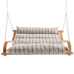Curved Oak Double Deluxe Sunbrella Cushion Swing - Cove Pebble