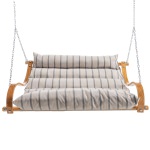 Curved Oak Double Deluxe Sunbrella Cushion Swing - Cove Pebble