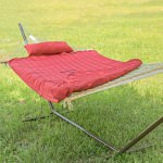 Rope Hammock with Red Hammock Pad, Pillow and Stand Combo