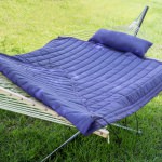 Rope Hammock with Navy Hammock Pad, Pillow and Stand Combo