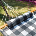 Single 36'' Quilted Fabric Hammock with Patented KD Space Saving Hammock Stand and Pillow Combo - Buffalo Plaid
