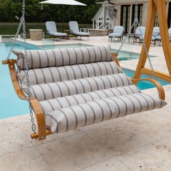 Curved Oak Double Deluxe Sunbrella Cushion Swing - Cove Pebble