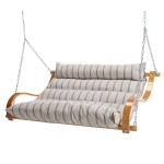 Curved Oak Double Deluxe Sunbrella Cushion Swing - Cove Pebble