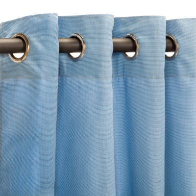 Sunbrella Canvas Air Blue Outdoor Curtain with Nickel Plated Grommets in  50 in x 96 in