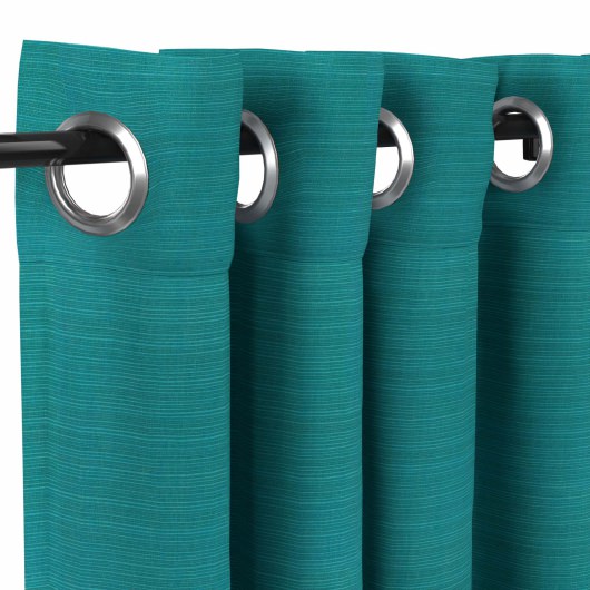 Sunbrella® Dupione Deep Sea with Nickel Grommets - 50 in. x 84 in. w/ Stabilizing Grommets