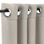 Sunbrella Linen Silver with Nickel Plated Grommets and Stabilizing Grommets - 50 in. x 96 in.