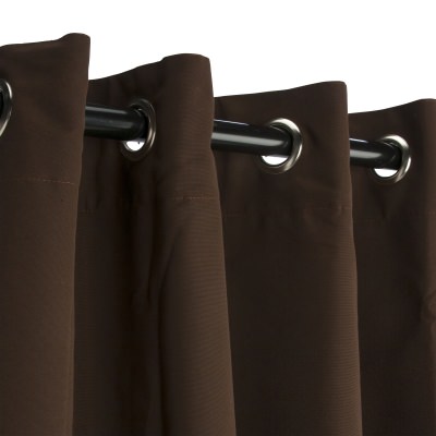Sunbrella Canvas Bay Brown Outdoor Curtain with Grommets