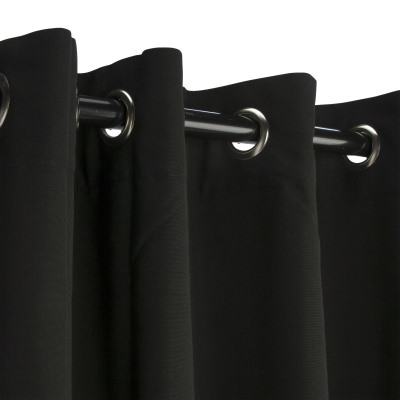Sunbrella Canvas Black Outdoor Curtain with Grommets